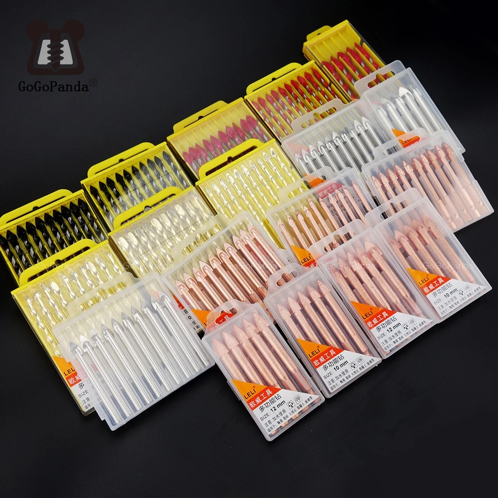 

Free Shipping 1 Set Triangle Hex Shank Ceramic Drill Bits for Ceramic Marble Tile Concrete Glass 6 8 10 12 Slotted Phillips