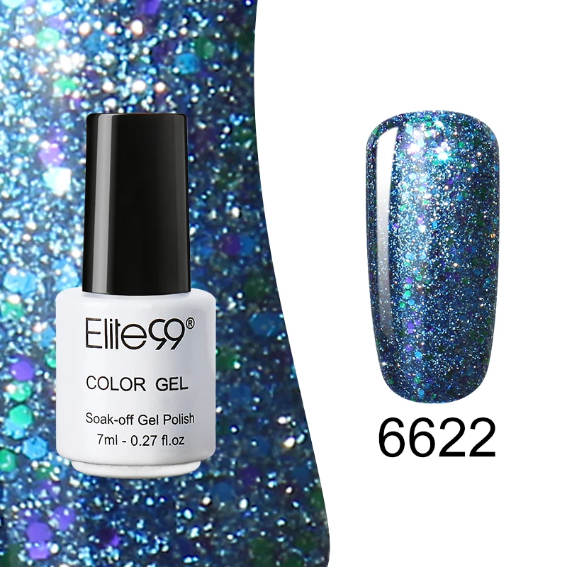 Блестящий Звездный Гель лак Elite99 для ногтей СВЕТОДИОДНЫЙ УФ дизайна 7 мл