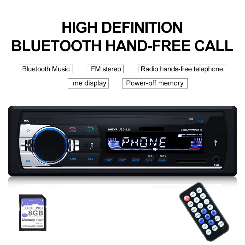 Bluetooth Авторадио Стерео радио FM Aux вход приемник MP3 мультимедийный плеер Автомобильный мультимедийный плеер Bluetooth Авторадио Горячее предложение - Цвет: short ISO 16GB