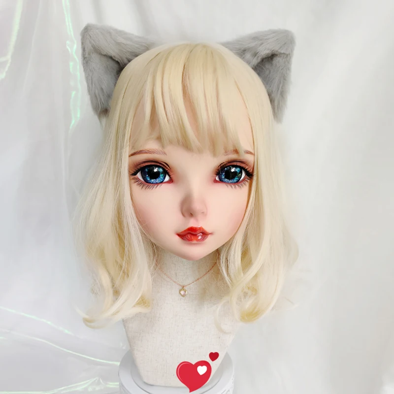 (G-love new) Female Sweet Girl Resin Half Head Kigurumi BJD Mask Cosplay Japanese Anime Role Lolita Crossdress Doll | Тематическая