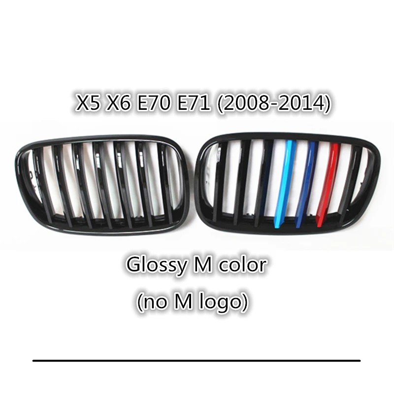 Пара двойной линии ABS сетка гриль E70 E71 решетка для BMW X5 X6 1 планка углеродное волокно Глянцевая/матовый черный цвет Автомобильный Стайлинг 2008 - Цвет: Gloss M color 1-slat