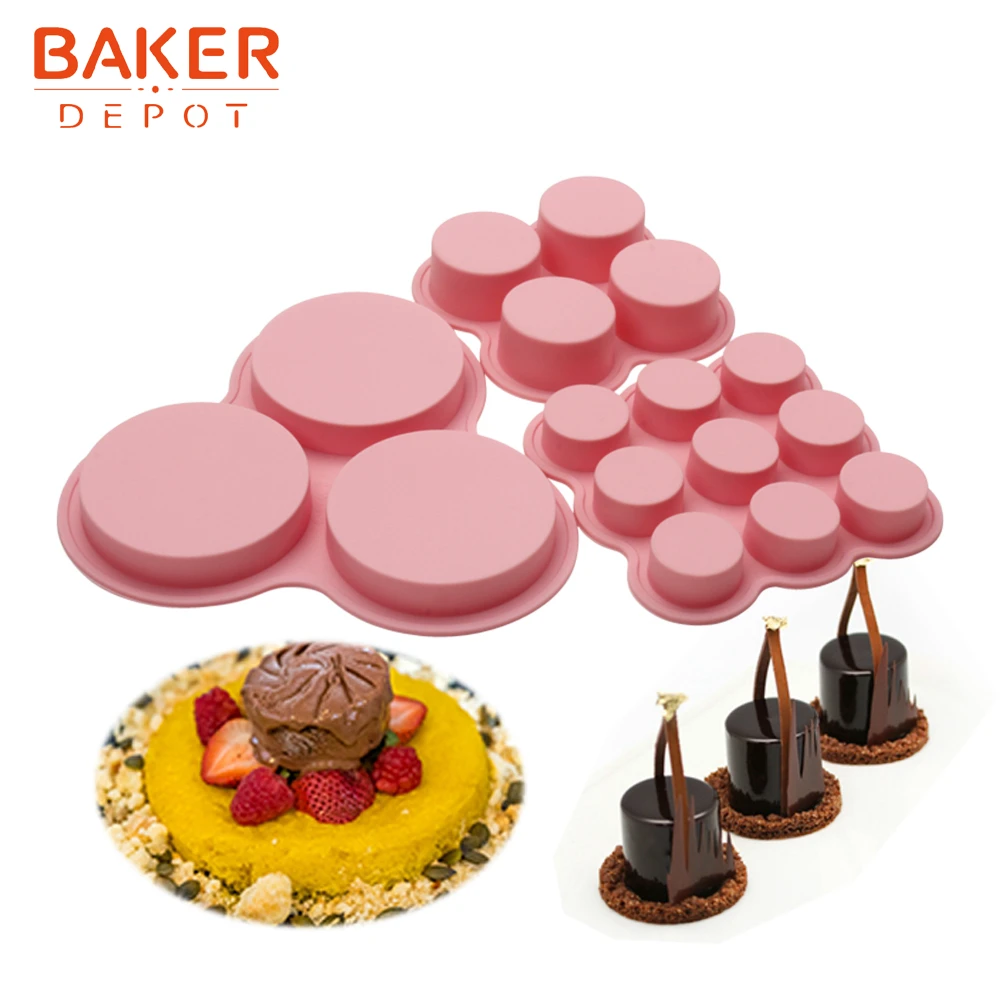 BAKER DEPOT, силиконовая форма для торта, выпечки, круглая форма для желе, пудинга, льда, мыла, печенья, хлебная выпечка, инструмент, маленькая форма для торта