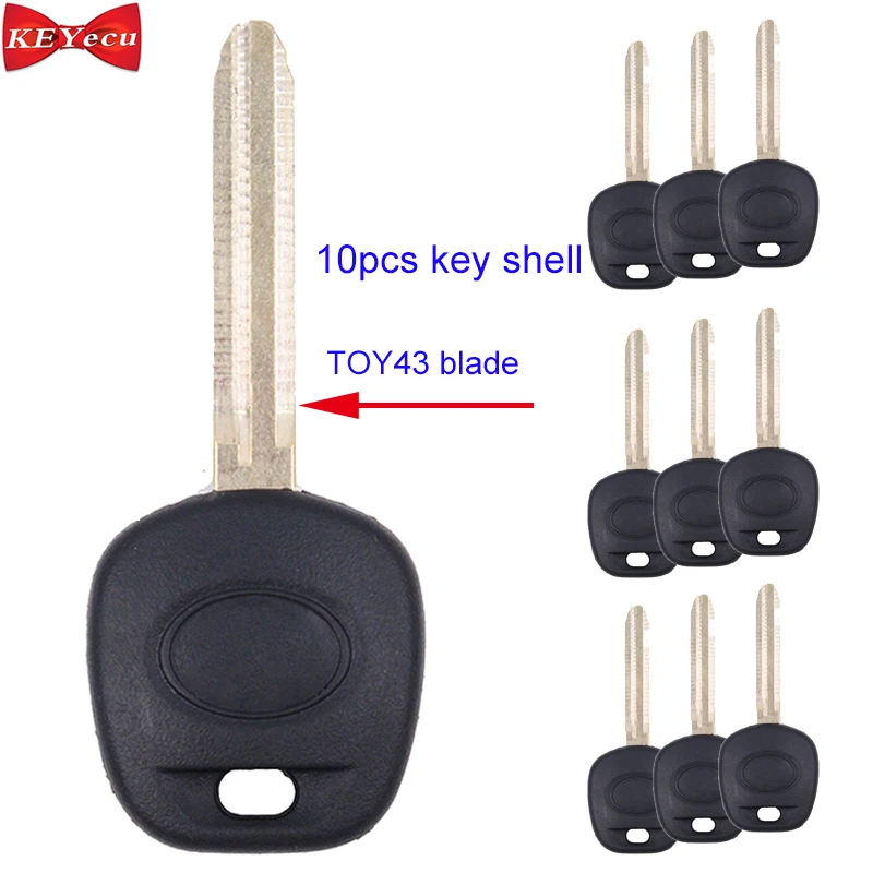 KEYECU 10 шт. для Toyota транспондер ключ оболочки чехол Корпус fob крышка Uncut TOY43 лезвие