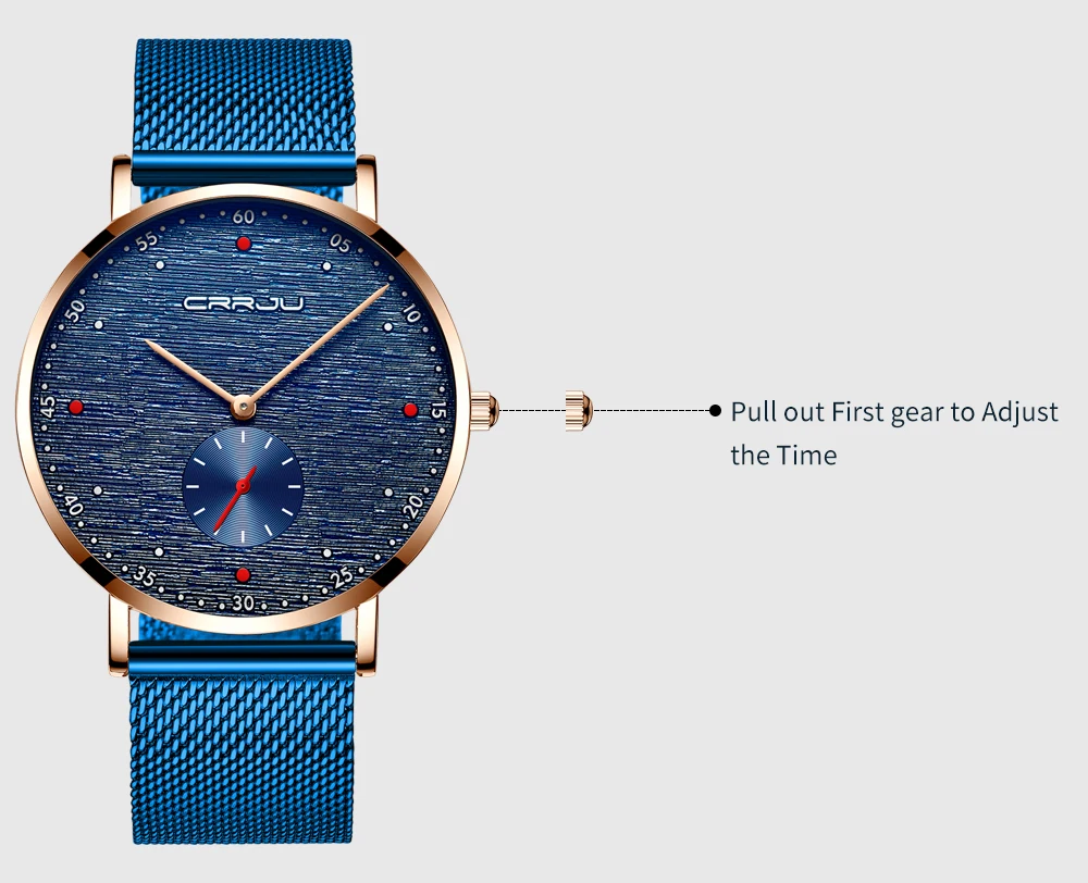 CRRJU Watch Men Fashion Business Watches Men's Casual Waterproof Quartz Wristwatch Blue Steel Clock Relogio Masculino
