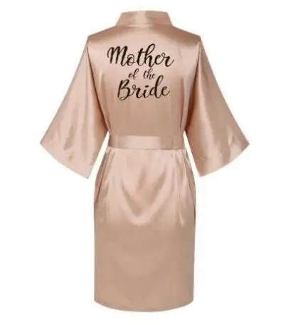 champagne gold robe bride satin kimono robe women wedding sister of the bride printing bridesmaid bridal party robes