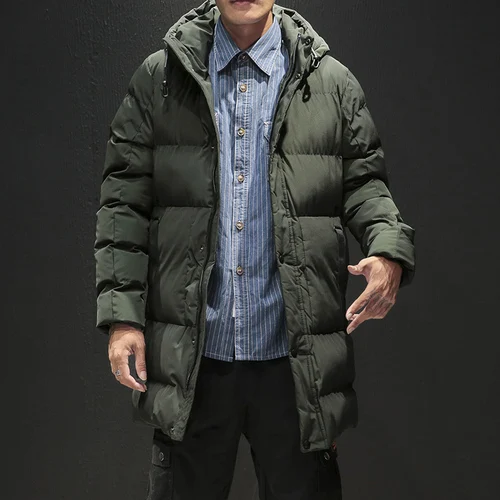 Новинка, мужское длинное пальто, толстая Корейская версия, хлопковая зимняя теплая куртка, тонкая мужская куртка, зимняя теплая парка, роскошное пальто для мужчин - Цвет: green