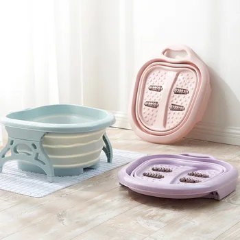 

Foldable Foot Bath Plain Foaming Massage Bucket Portable Plastic Foot Tub Basin Heightening Footbath Fording Barrel