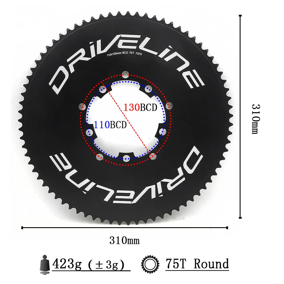 DRIVELINE CNC 69T/75T road bike TT chainring 11S 110/130BCD