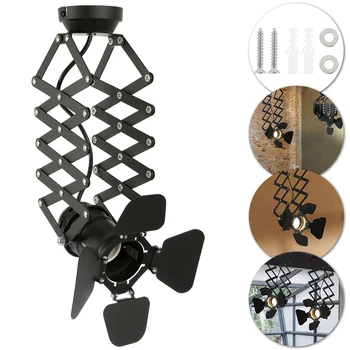 

Vintage LED Ceiling Light Retro Industrial E27 Bulb Indoor Lighting Adjustable 4 Leaf Light for Bedroom Coffee Bar Loft