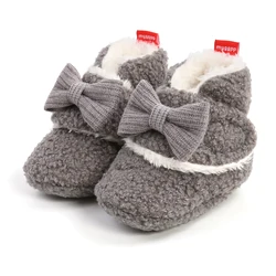 New Autumn Winter Newborn Fashion Baby Girls Boots Princess Bow-Knot Boot Plush Warm Kids Shoes Candy Colors