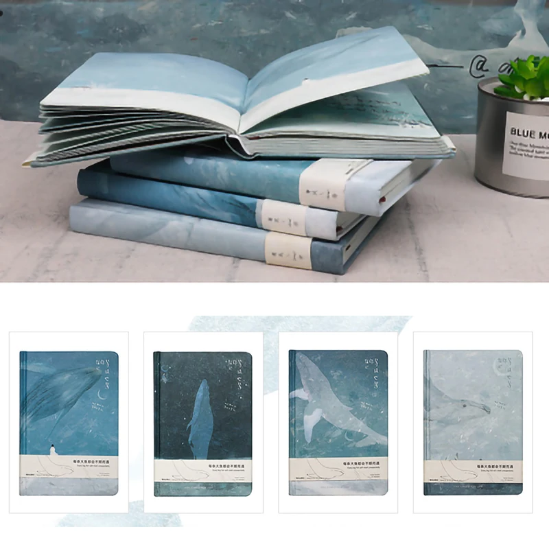 Whale Illustrations Sketchbook Notepad Diary Drawing 112 Sheets Cute Whale Notebook Paper Book Office School Supplies Gift