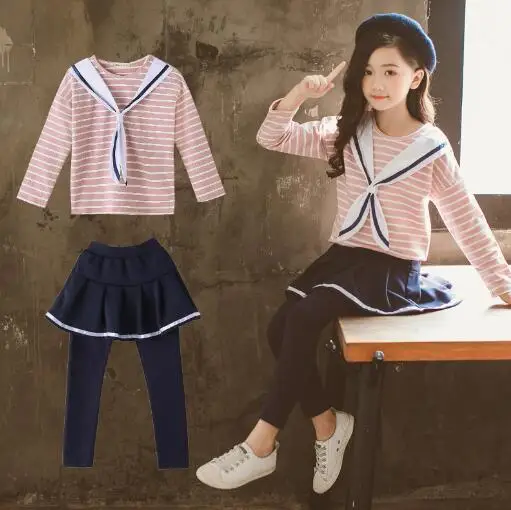 Комплект одежды для девочек-подростков кофта с капюшоном и юбка штаны спортивный