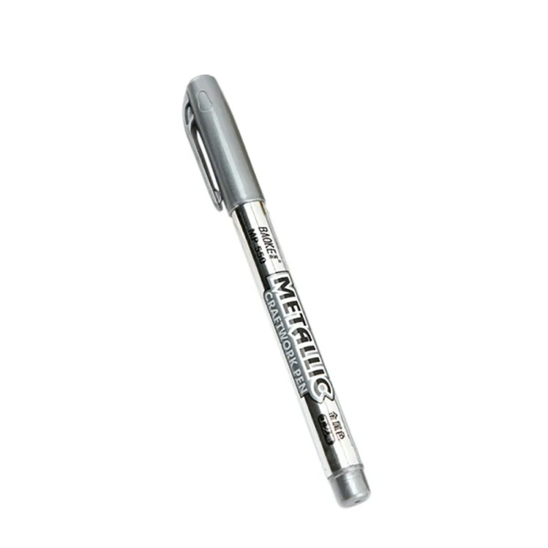 Silver 1Pcs 1.5mm Student Supplies Marker Craftwork Pen DIY Metal Waterproof Permanent Paint Marker Pens Sharpie Gold And Silver - Цвет: Silver