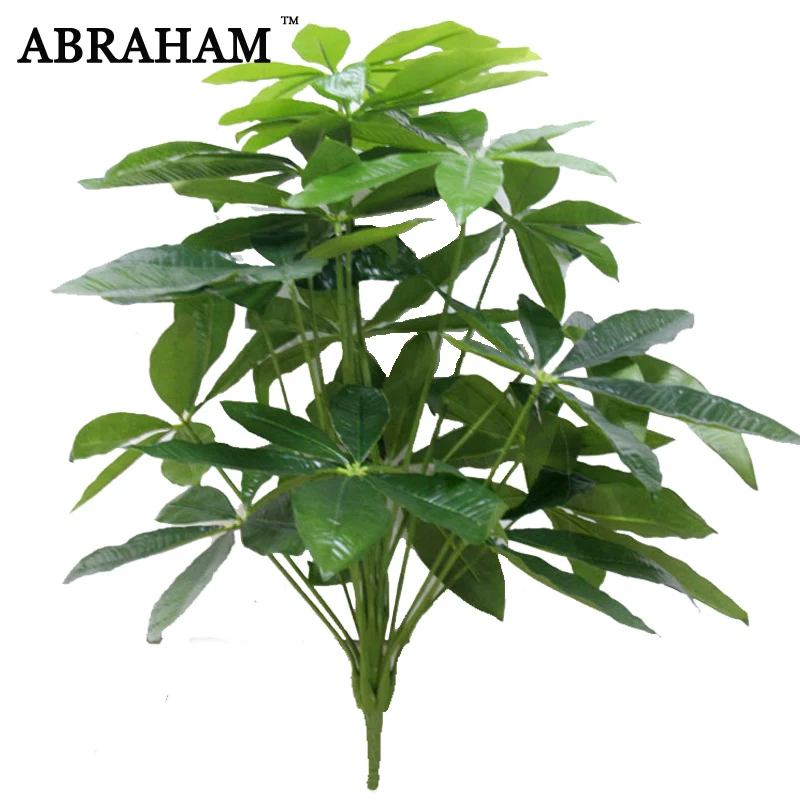

70cm 18fork Artificial Large Pachira Tree Plastic Green Plant Fake Palm Leafs Real Touch Plant Foliage for Autumn Home Decor