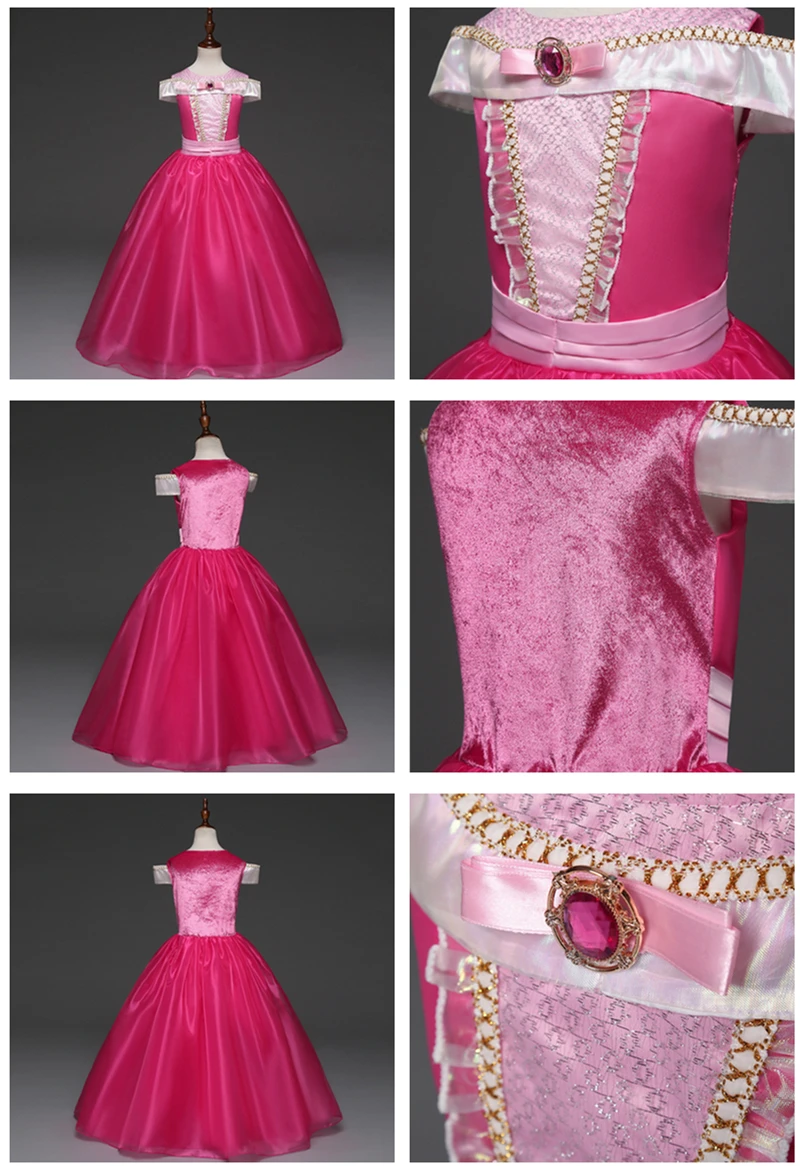Girl Princess Anna Elsa 2 Dress Child Costume Crown Gloves Magic Wand Wig Cosplay Halloween Costume Kids Party Dress Snow Queen