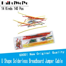 Cabo em forma de u sem solda 140 peças, 14 tipos, placa de ensaio, kit de fio de ligação para pcb, placa de pão, escudo arduino para gota raspberry pi