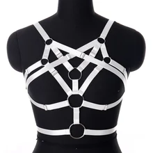 Белый бюстгальтер с бретельками и ремнем на груди, Сексуальное белье готическое, Панк размера плюс, вечерние, косплей, Рейв