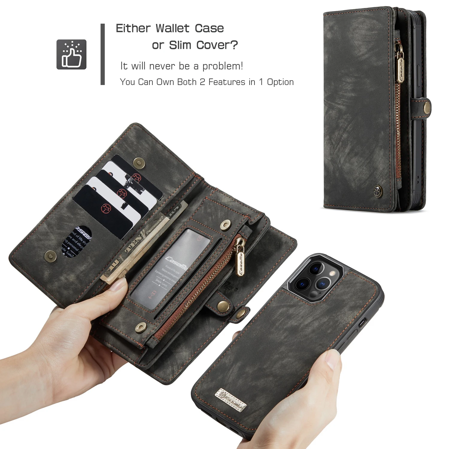 Роскошный кожаный чехол-книжка CaseMe для Iphone 7 8 Plus X XS XR 11 12 13 Mini Pro Max | Мобильные