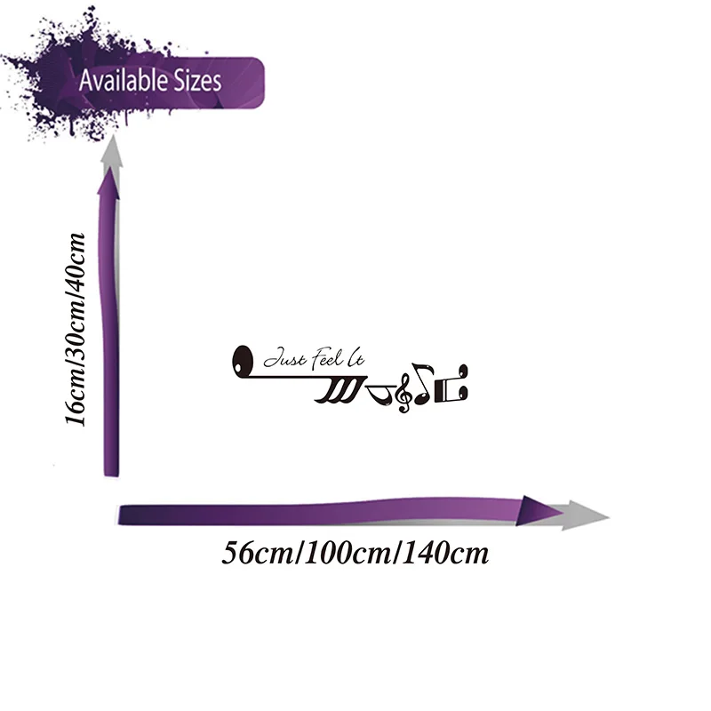 Music Qoute Words Just Feel It  Wall Sticker Bedroom Kids Room Music Inspirational Qutoe Wall Decal Living Room Vinyl Decor (1)