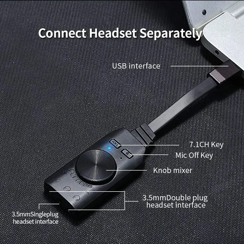 Аудио Usb интерфейс Виртуальный 7,1 канальный аудио Usb адаптер Звуковая карта адаптер 3,5 мм микрофон и аудио свободный диск один ключ 7,1 CH EMC C