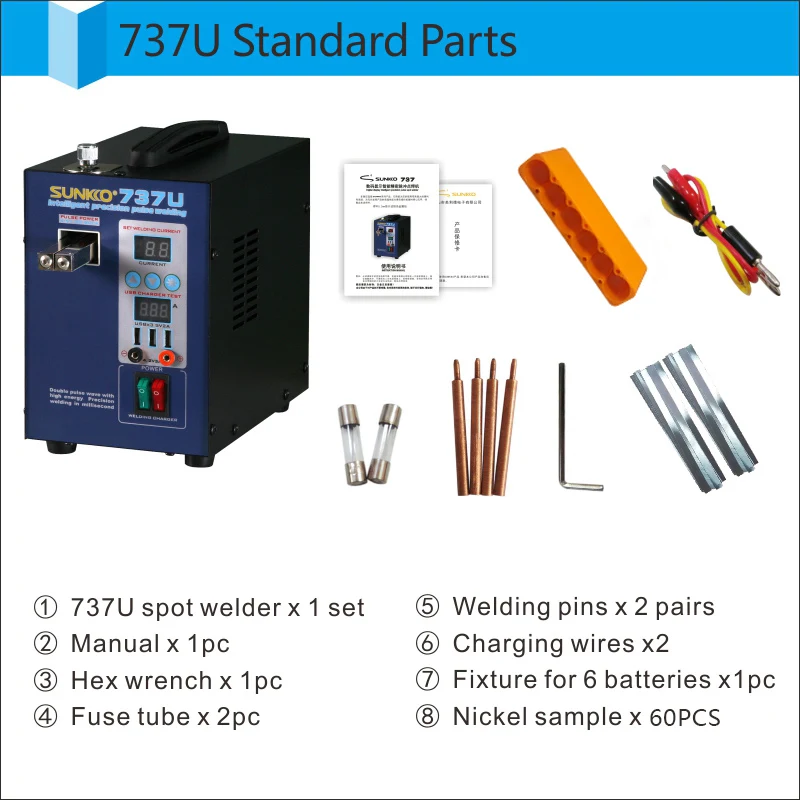 Новый SUNKKO 737U точечный сварочный аппарат 2.8KW двойная импульсная аккумуляторная