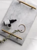 Nordic Home Decor Light Luxurious Natural Marble Jewelry Storage Tray With Gold Handle Trinket Ring Plate Wedding Gift 4
