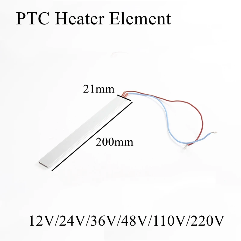 200x21 мм 12V 24V 220V PTC нагревательный элемент постоянный термостат термистор Датчик нагрева воздуха Алюминиевый корпус 200*21mm