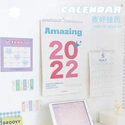 Calendrier mural A3/A4 coréen 2022, Art de la littérature fraîche, Plan à année, décoration, planificateur, accessoires de bureau 