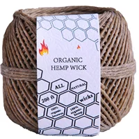 100% Organic Hemp Wick 200 FT Spool Well Coated with Natural Beeswax-Standard Size(1.0mm) 1