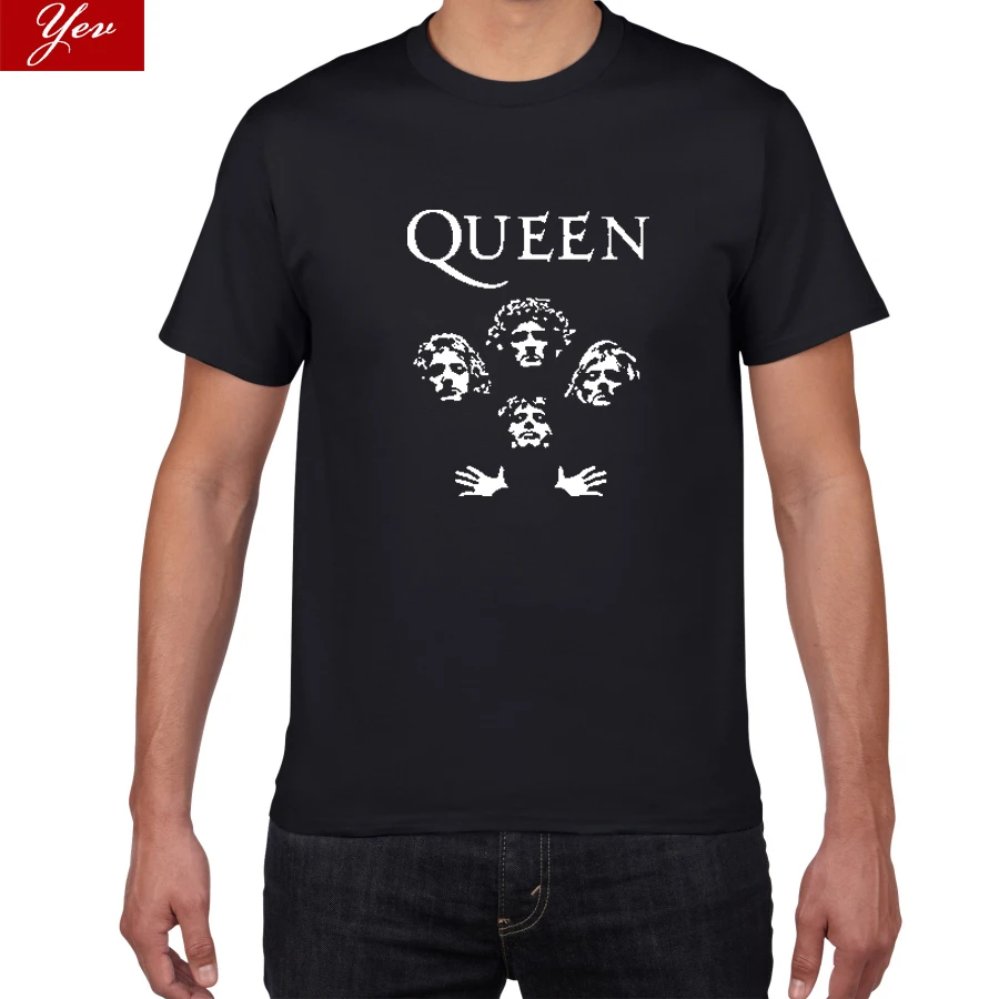 

Glitter Rock Band Queen T Shirt Men Cool streetwear Pop rock T-shirt men Summer 100% Cotton Heavy Rock Tops tees men clothing