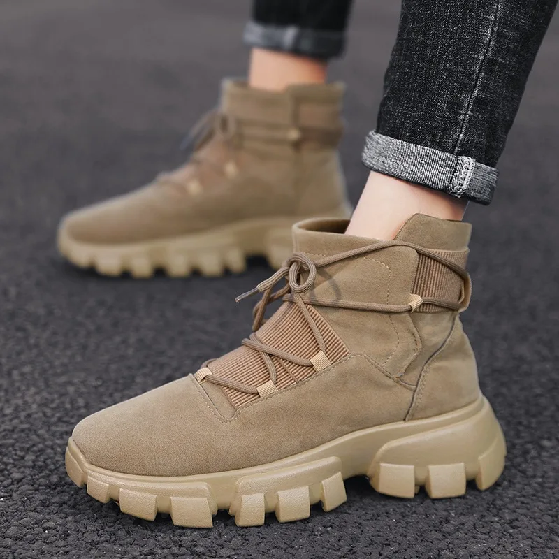 Autumn& Winter New Style Korean-style Versitile Fashion Hight-top MEN'S Shoes Trend Casual Sports Shoes Students Tide MEN'S Fla