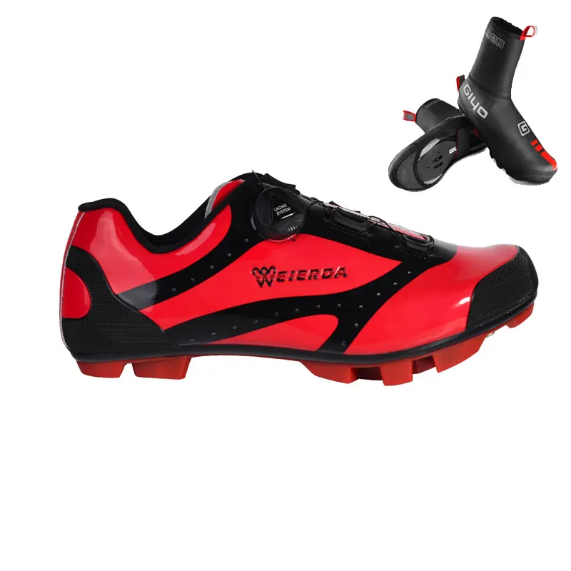 Кроссовки для езды на велосипеде; мужские и женские ботинки для горного велосипеда; дышащие профессиональные самозакрывающиеся Ультралегкие спортивные кроссовки для езды на велосипеде; Zapatos Ciclismo - Цвет: Red combination B