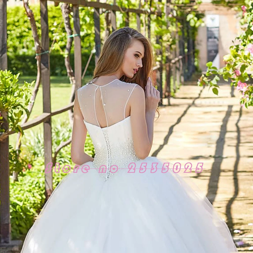 Новое поступление, бальное платье принцессы, свадебные платья, Boho Vestido De Noiva Princesa, блестящее платье из тюля с бисером и жемчугом размера плюс