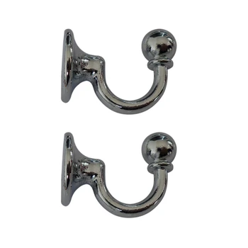 

2Pcs Ball End Tieback Hook Curtain Holder Wall Hook Hook Coat Holder for Curtain U Holder Scarf Hook Hanger Hook Silver