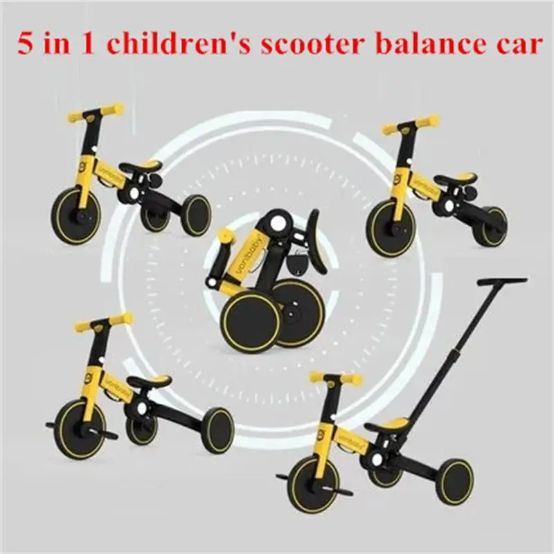 5 En 1 chico los niños bicicleta de equilibrio bicicleta Niño 1-6 años Scooter de bebé con manija regalo de cumpleaños para los niños
