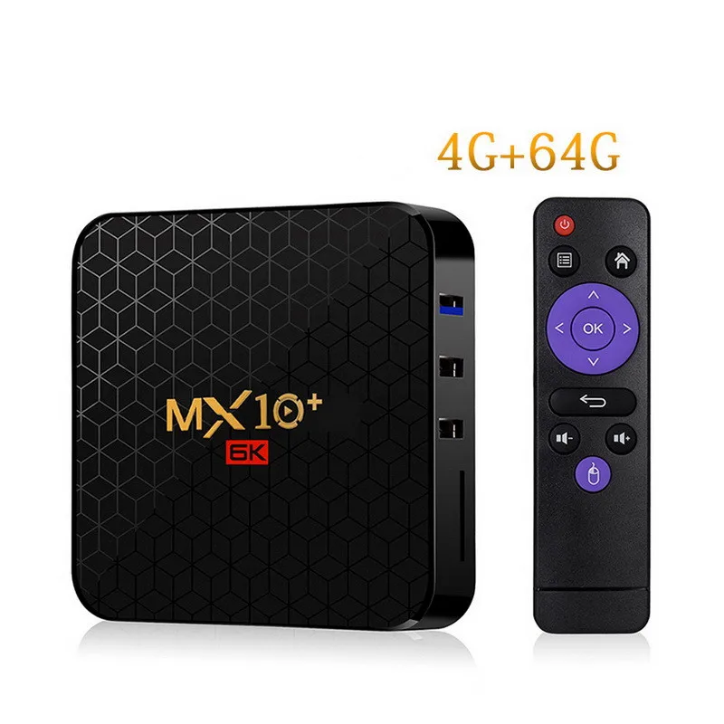 MX10 Pro 6k ТВ Box Android 9,0 4 ядра 64-бит ARM Cortex-A53 Вай-Фай HDMI ТВ Декодер каналов кабельного телевидения Media Player коробка - Цвет: 4G 64G