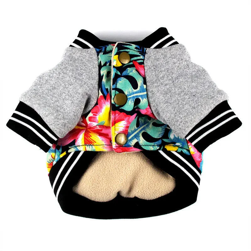 Теплая зимняя куртка для собак, одежда для домашних животных Гавайи, одежда для домашних животных с хлопковой подкладкой, ropa perro, одежда для собак с цветочным принтом