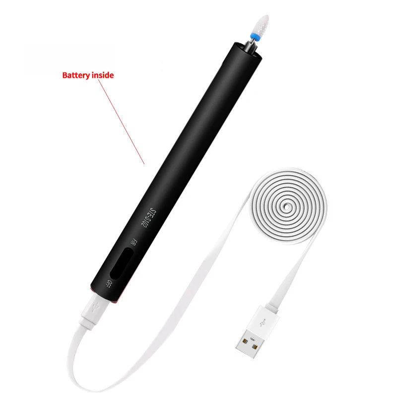 Мини шлифовальная машина usb зарядка Встроенная шлифовальная насадка для ногтей машина для удаления полировки ручка с светодиодный подсветкой