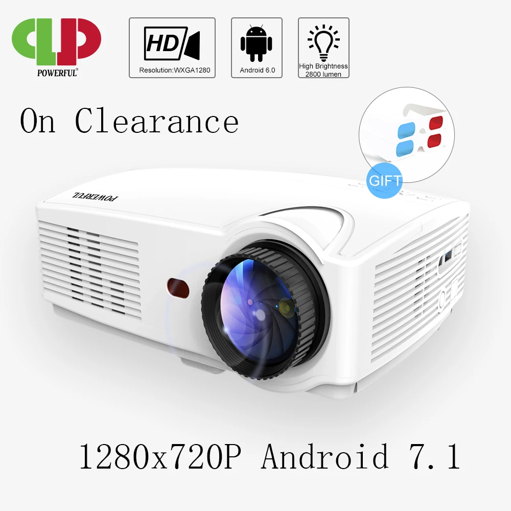 

BigClearance POWERFUL 1280P Android 7.1 Full HD LED Projector SV-328 connect Phone by WIFI Laptop by HDMI/VGA cable Home theater