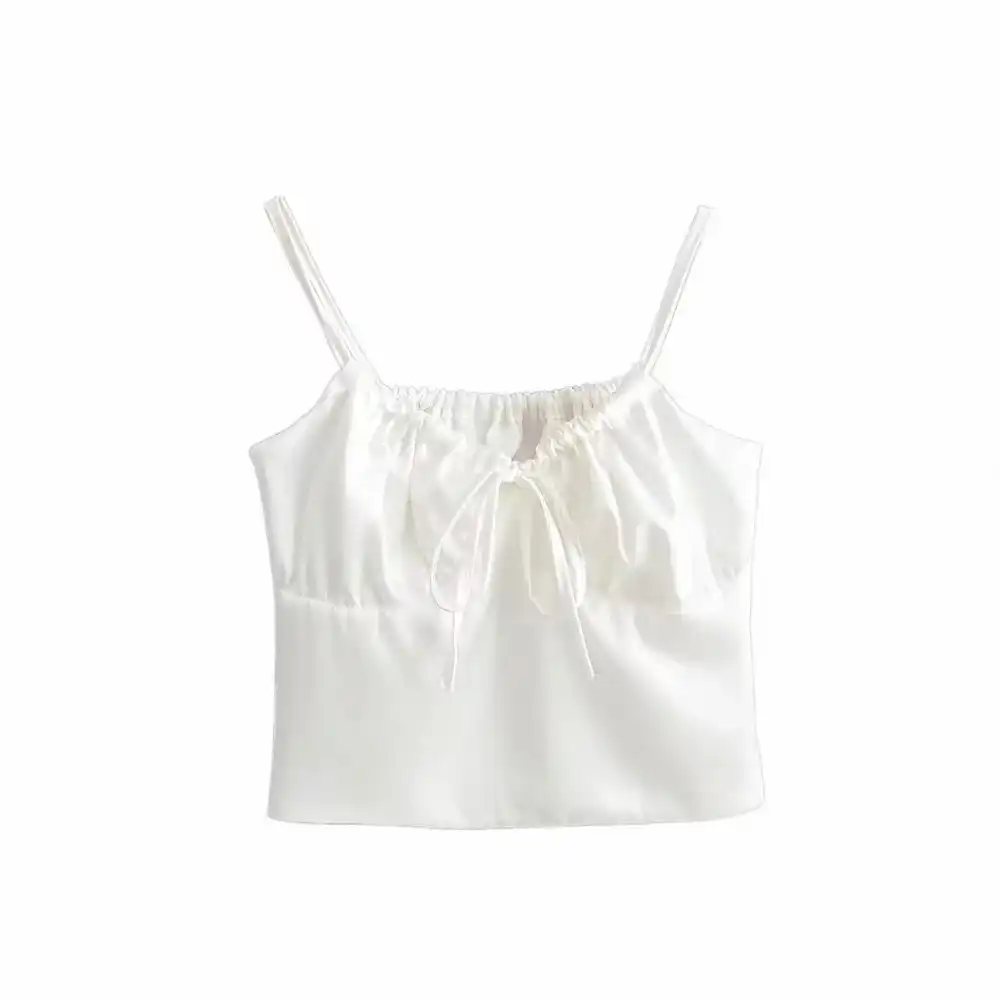 white spaghetti strap crop top