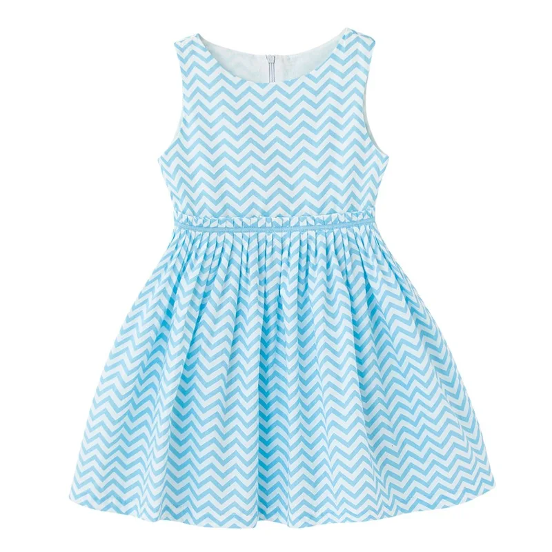 

Shij Pure Cotton Sleeveless Vest Skirt Basic Women's Girls Dress Chevron Children Dress