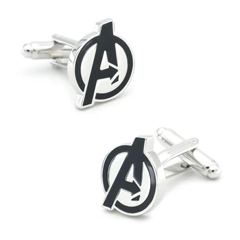 

Superheroes Design The Avengers Cufflinks For Men Quality Copper Material Black Color Cuff Links Wholesale&retail
