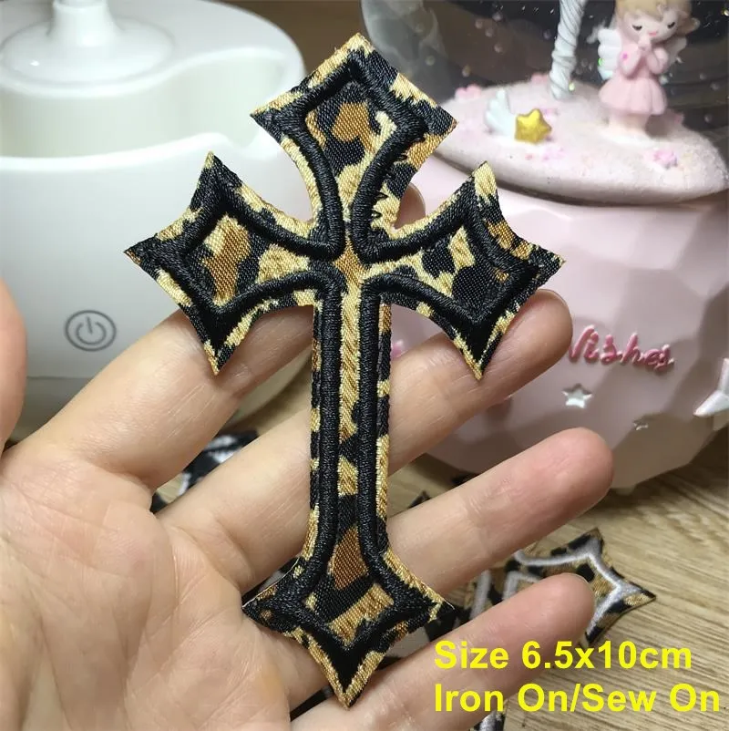 20 Colors to select Popular 10 pcs Cross Embroidered Patches Iron On Sew On  Motif Applique Hat Bag Shoe Decor Repair Accessory