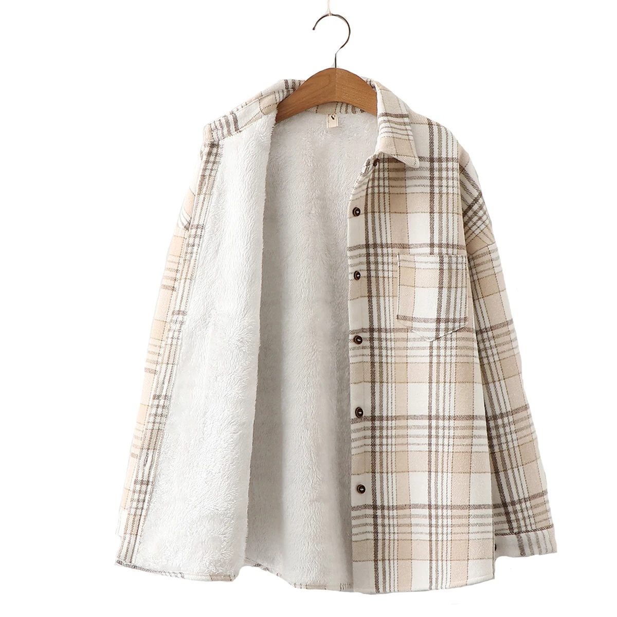 Plaid Shirts Blouses Tops Female Clothes Velvet Winter Casual Women Slim Outwear And