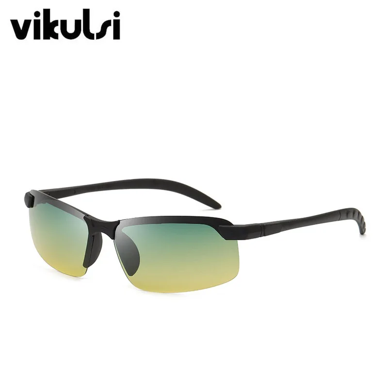 Ультралегкие Модные поляризованные фотохромные солнцезащитные очки для вождения, мужские прямоугольные очки-хамелеоны, солнцезащитные очки для дня и ночного видения - Цвет линз: black day night