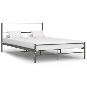 

Grey 140x200 cm Metal Bed Frame Home Bedroom Modern Double Iron Simple Lunch Home Multifunctional Bed For Adult With Headboard