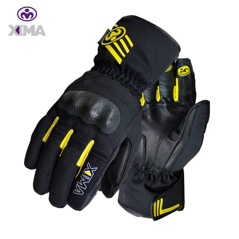 XIMA-78202 флисовые перчатки мужские для езды на мотоцикле зимние теплые ветрозащитные водонепроницаемые указательные наконечники с сенсорным экраном - Цвет: yellow