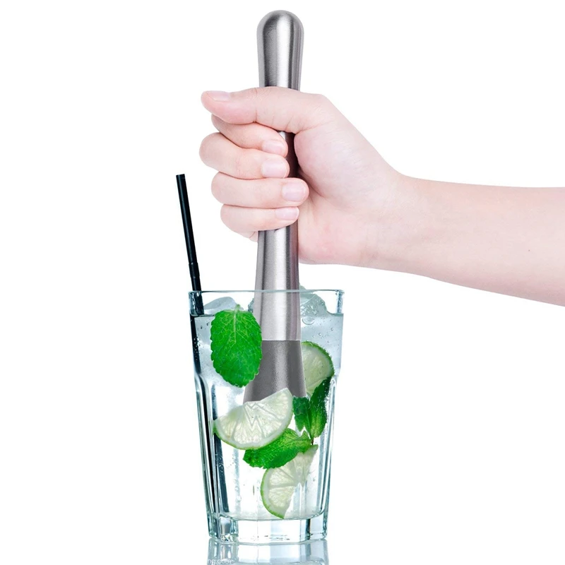 2PCS Muddler Bar Tool& Stainless Steel Cocktail Muddler 8 inch Long
