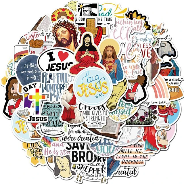 10/50Pcs Bohemia Style Jesus Christian Stickers Bible Verse Faith Stickers  Cross Wisdom Words Decals Stickers