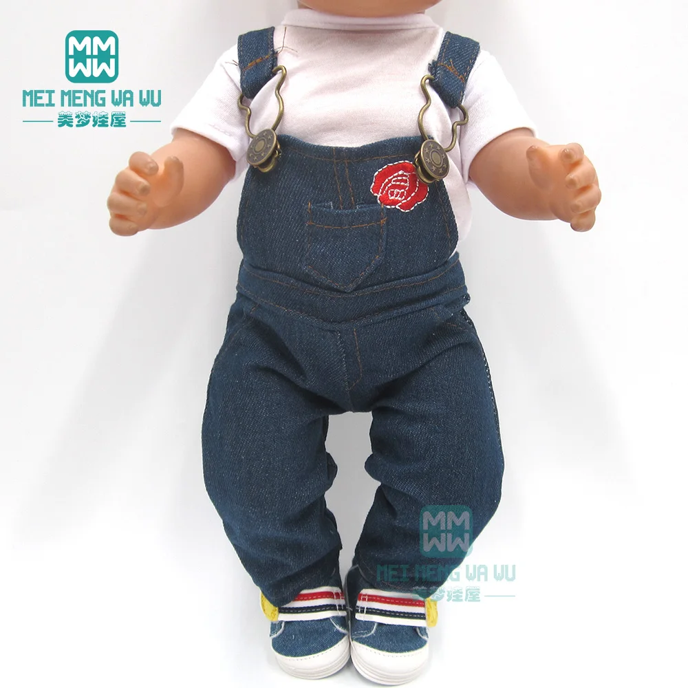 Одежда для куклы 43 см; футболка с цветочным принтом для новорожденных; повседневные штаны на лямках